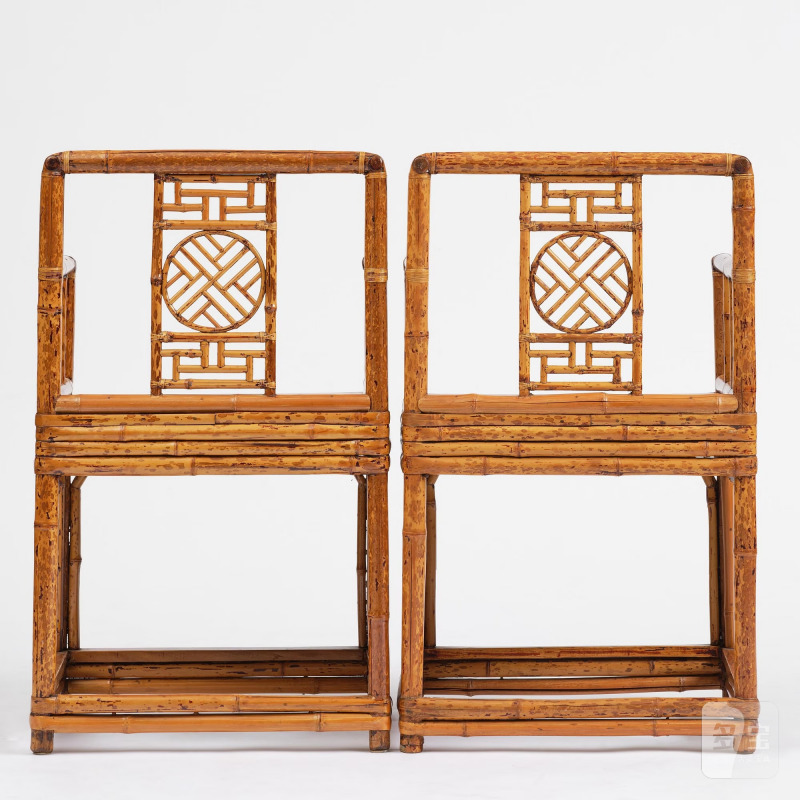 A pair of spotted bamboo arm-chairs, - 图6